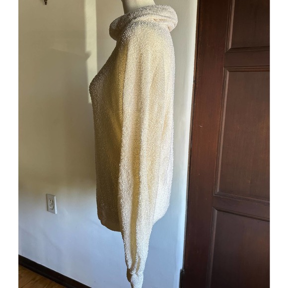 MARIA RODRIGUEZ | 80s Vintage White Linen blend knit turtleneck Sweater - Size S - Picture 2 of 6